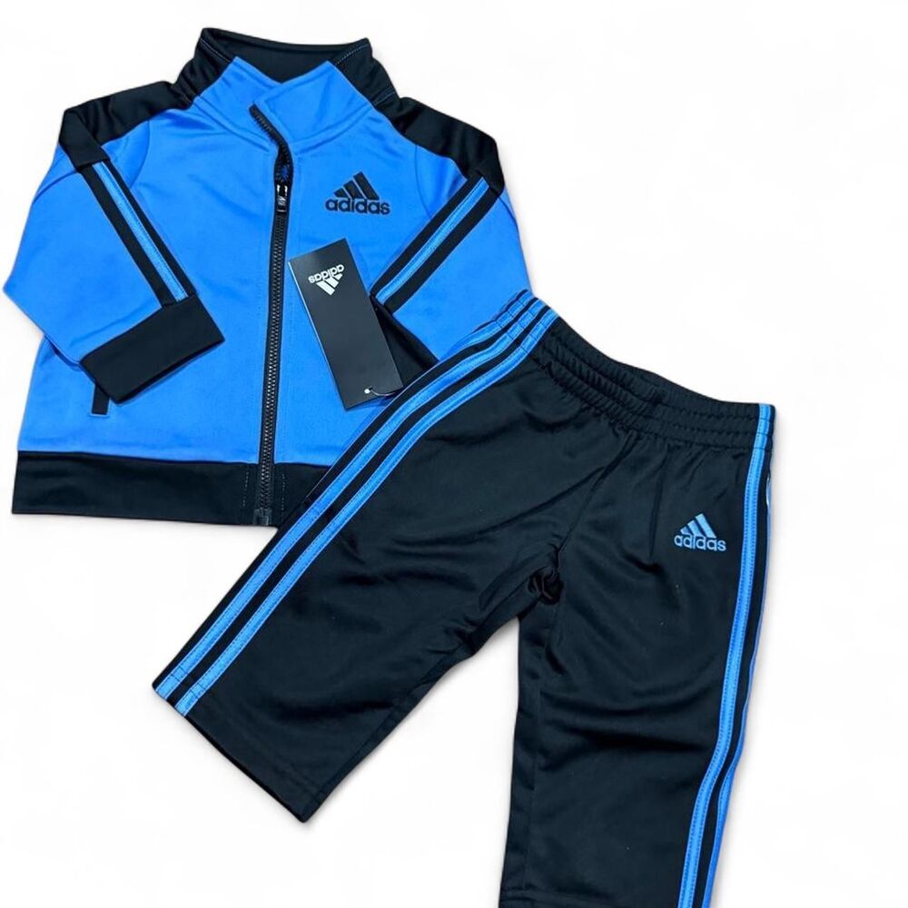 Adidas Kids Blue and Black Joggers tracksuits 6m